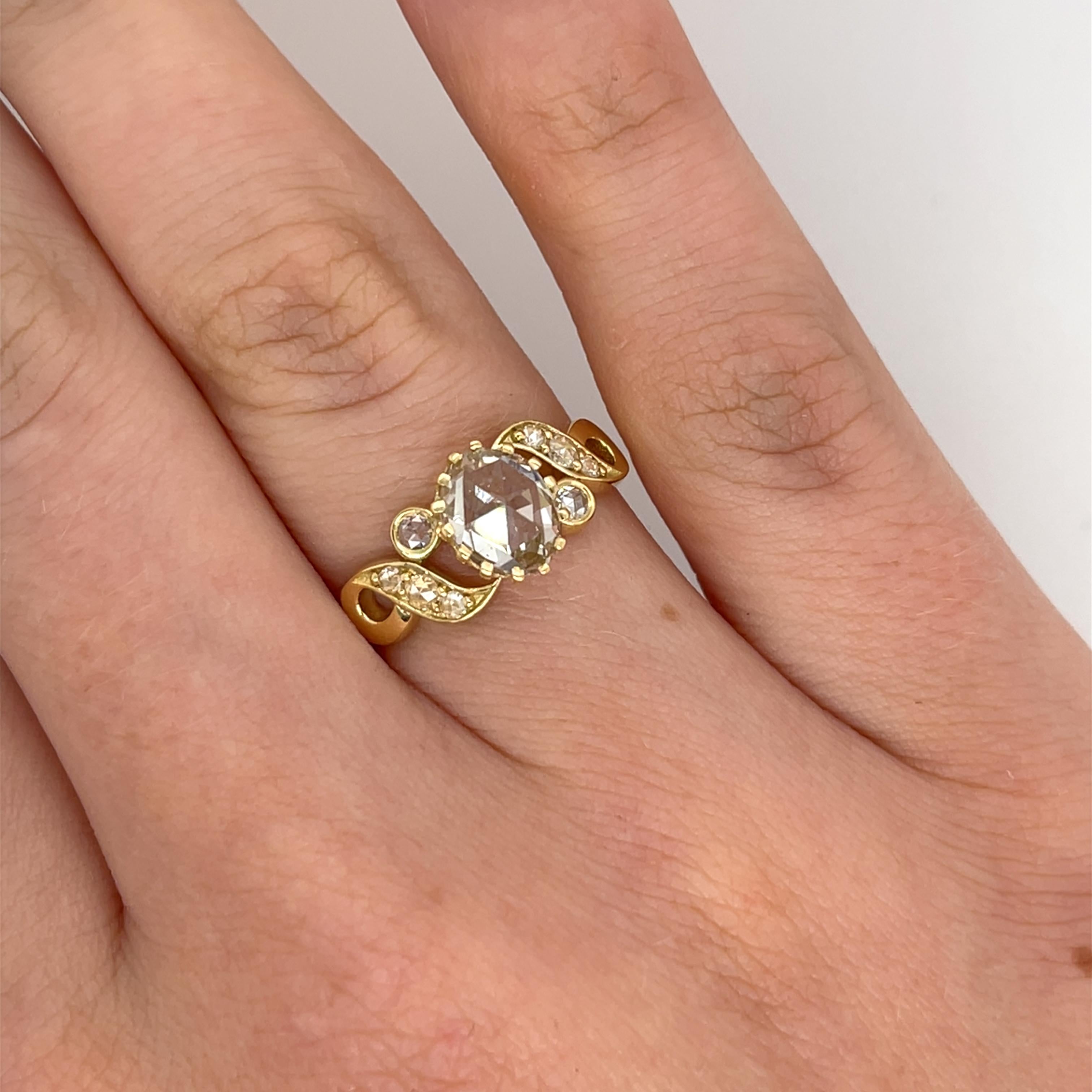 This exquisite 18ct yellow gold ring showcases a stunning 1.16ct old cut diamond, radiating vintage charm and timeless elegance. 
The classic setting enhances the beauty of the diamond, making it a perfect piece for those who appreciate