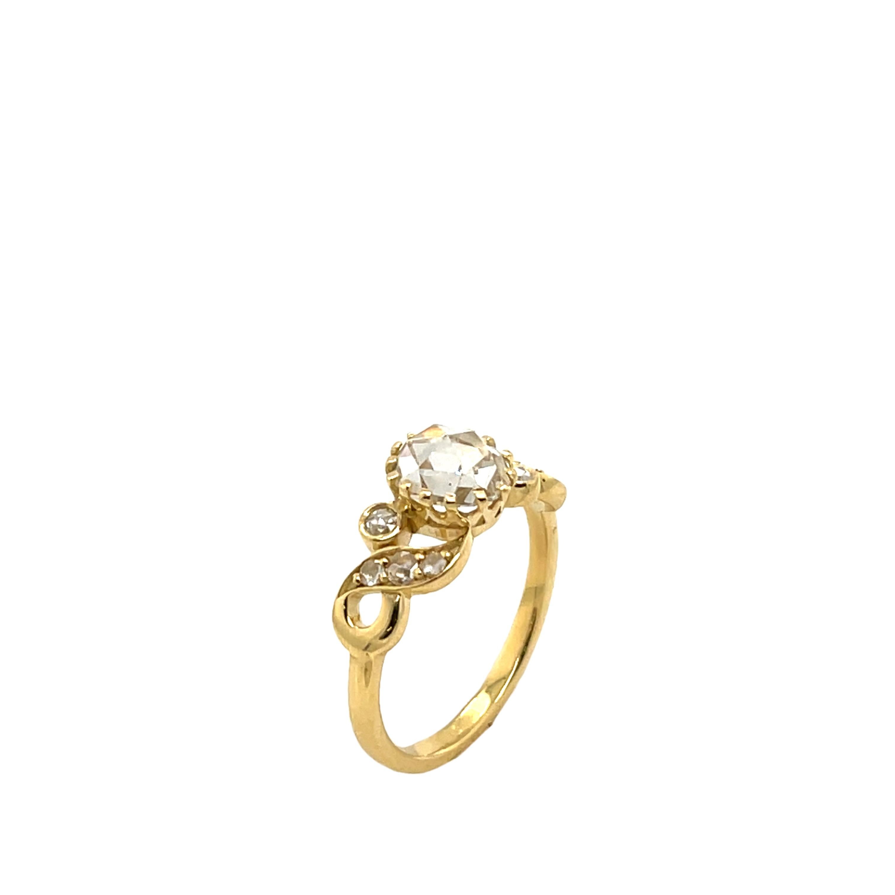 18ct Yellow Gold Diamond Ring Set With 1.16ct Old cut Diamond In New Condition For Sale In London, GB