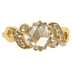 18ct Yellow Gold Diamond Ring Set With 1.16ct Old cut Diamond