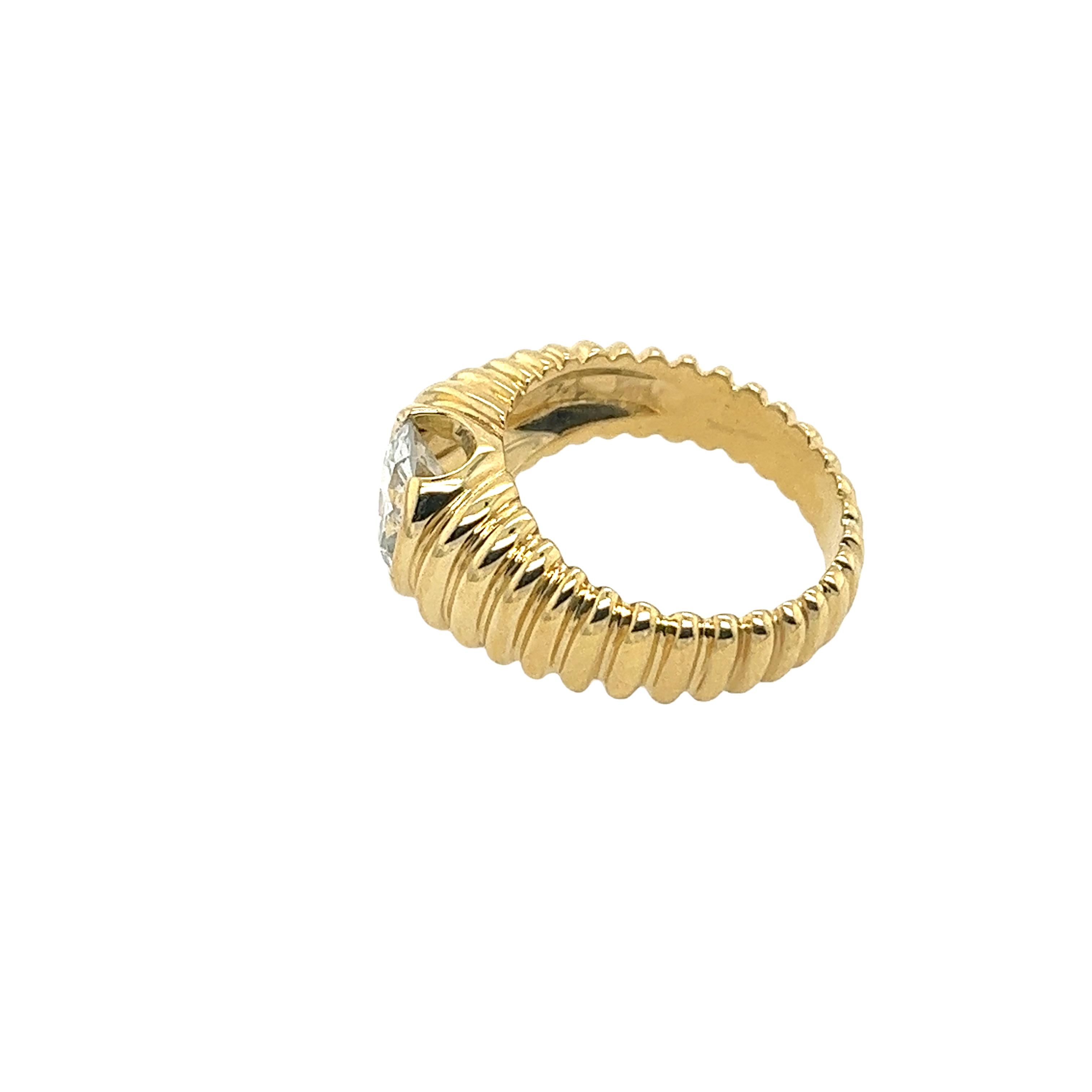 Round Cut 18ct Yellow Gold Diamond Ring, Set With 1.24ct G/SI2 Old Cut Diamond