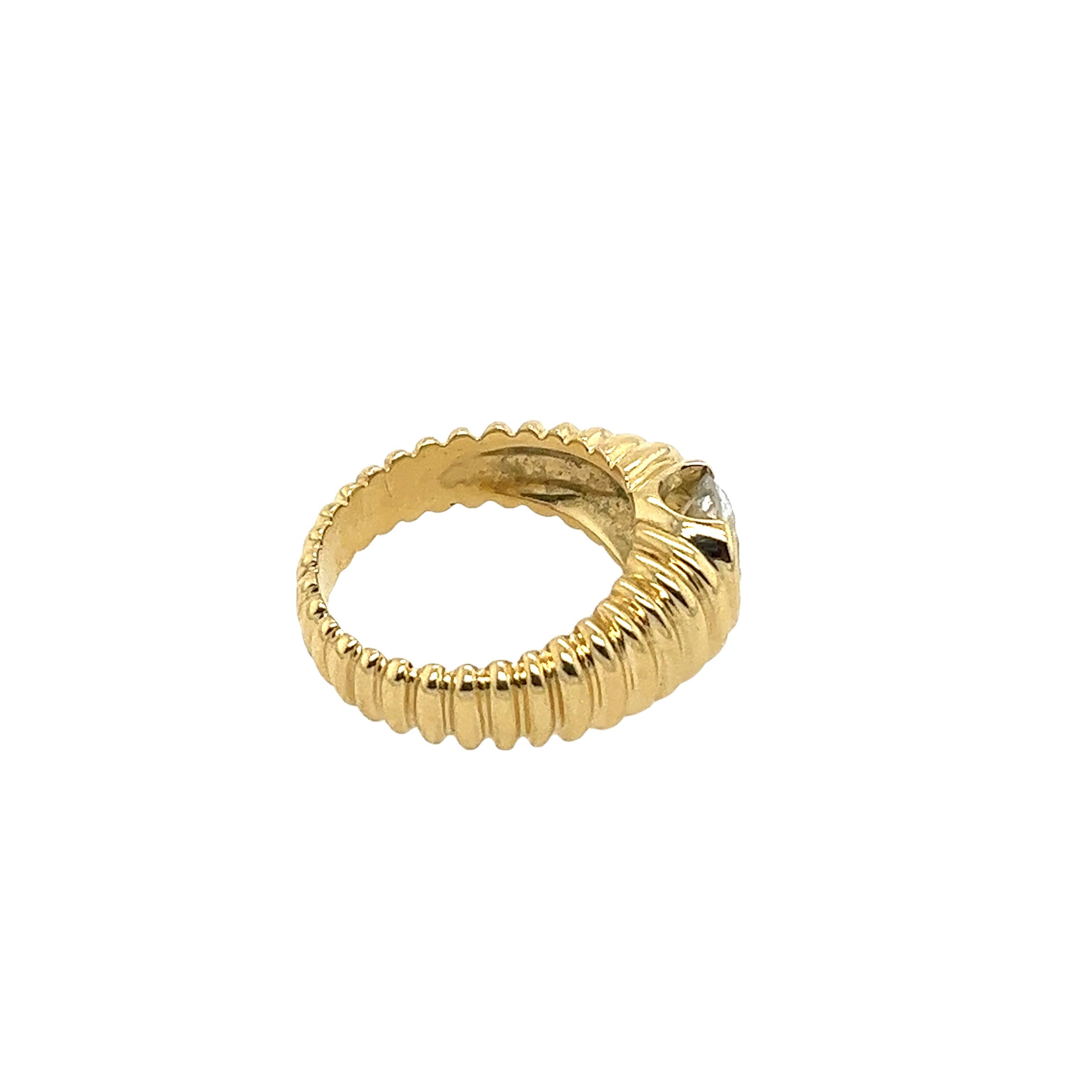 Women's or Men's 18ct Yellow Gold Diamond Ring, Set With 1.24ct G/SI2 Old Cut Diamond