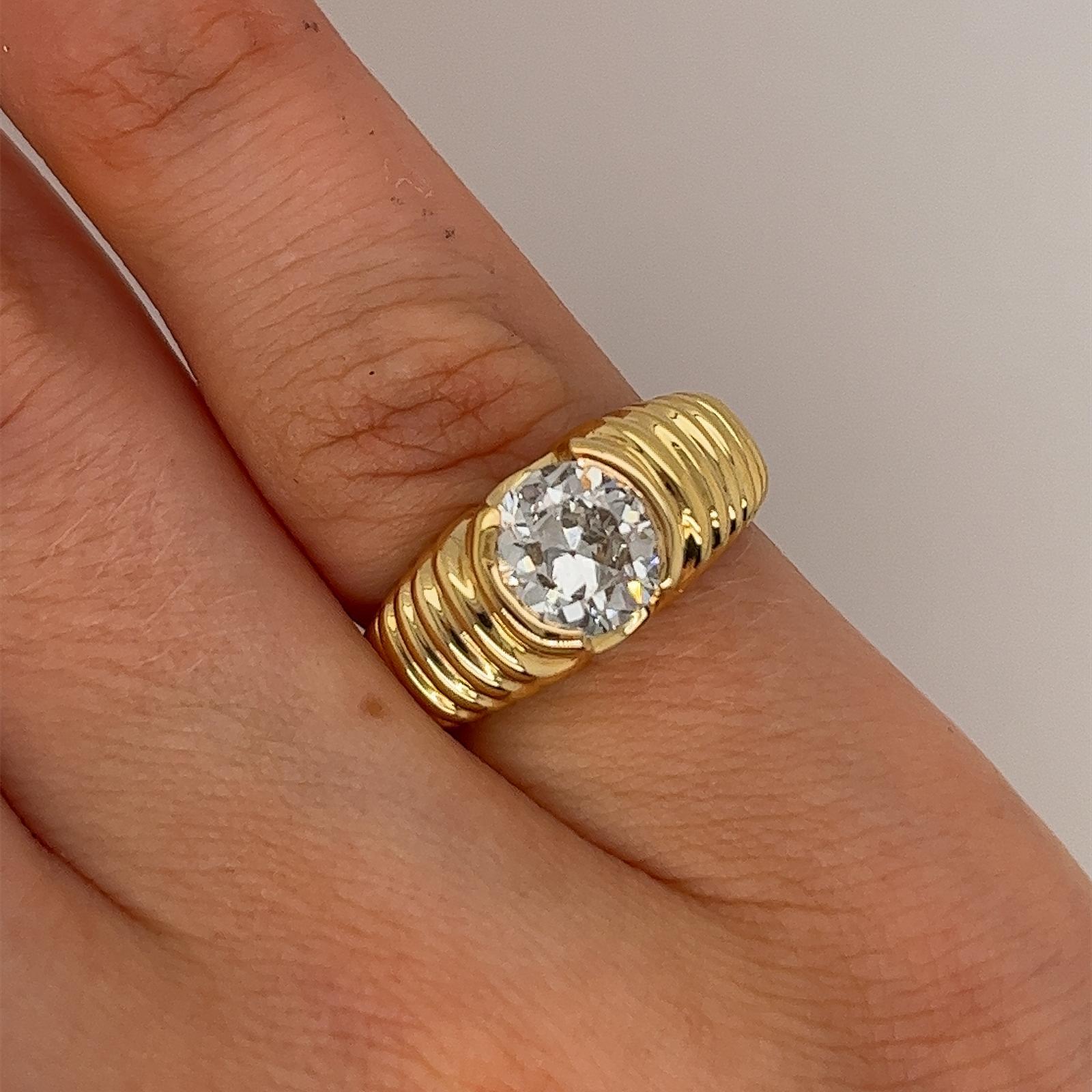 18ct Yellow Gold Diamond Ring, Set With 1.24ct G/SI2 Old Cut Diamond 1