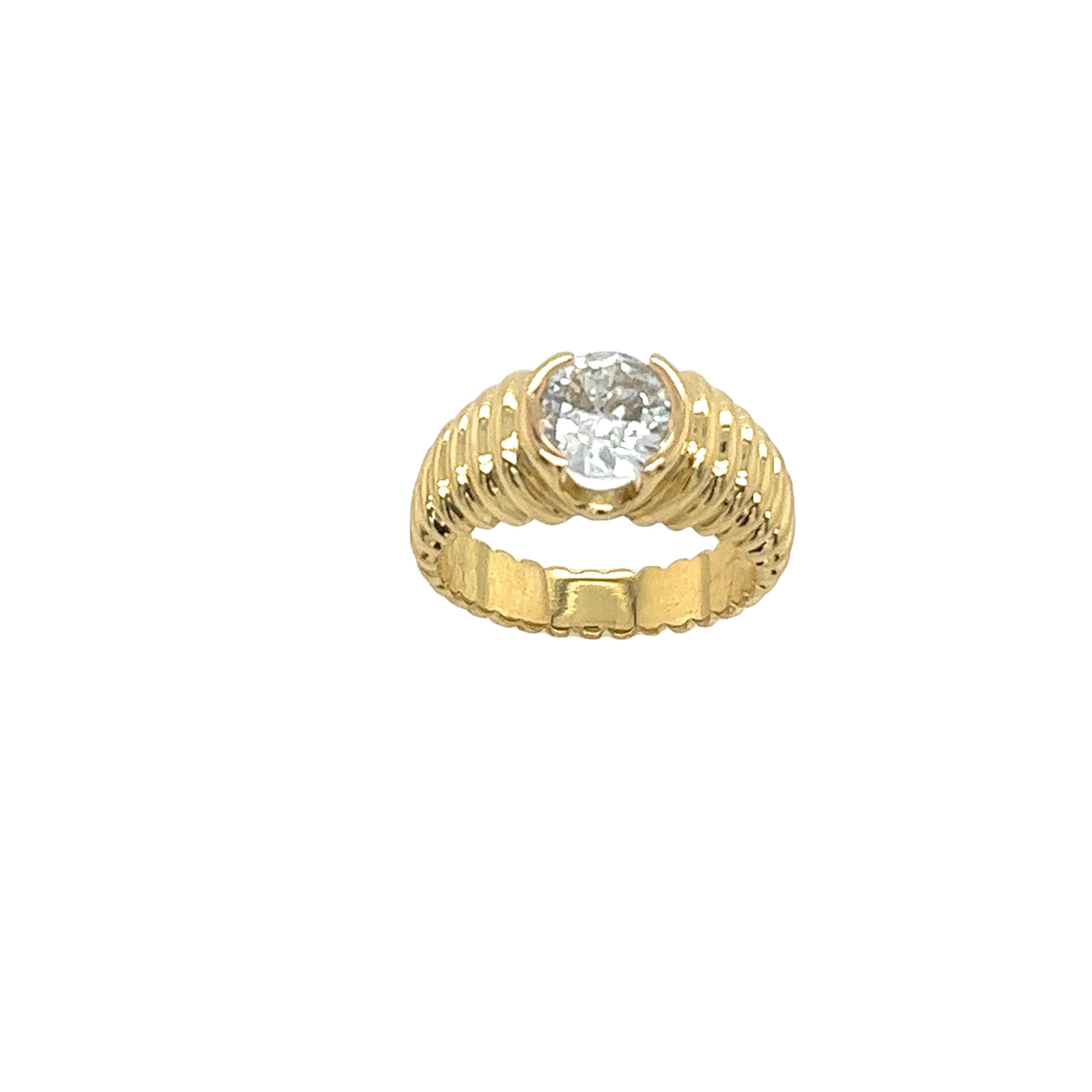 18ct Yellow Gold Diamond Ring, Set With 1.24ct G/SI2 Old Cut Diamond 2