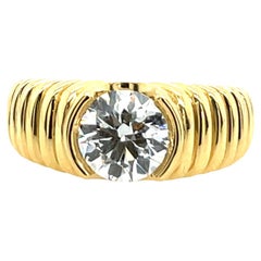 18ct Yellow Gold Diamond Ring, Set With 1.30ct G/SI1 Round Brilliant Cut Diamond