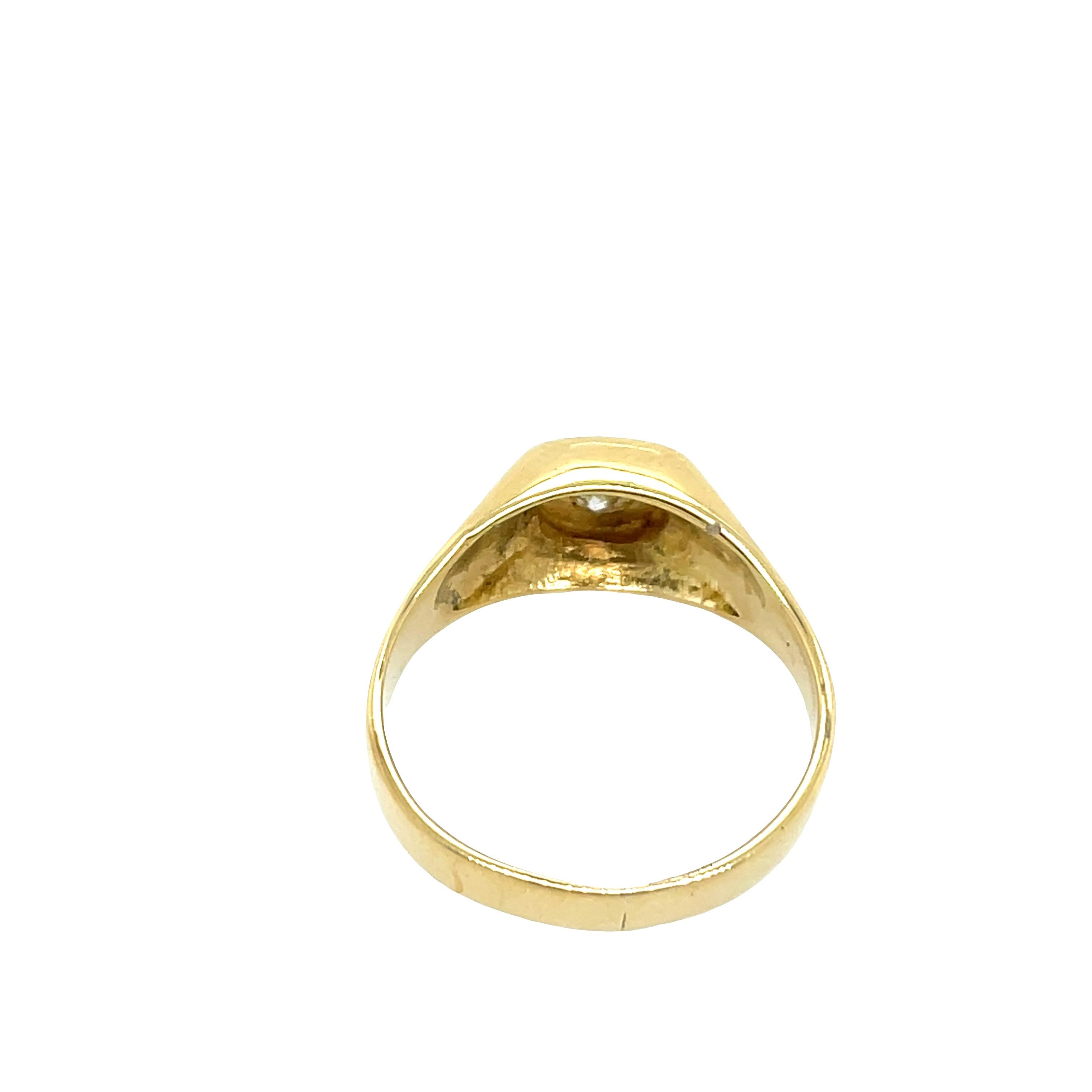 A beautiful blend of antique charm and modern craftsmanship, this ring features a rose cut round natural diamond set in rich 18ct yellow gold. 
The rose cut, known for its soft sparkle and vintage appeal, gives the ring a romantic, timeless