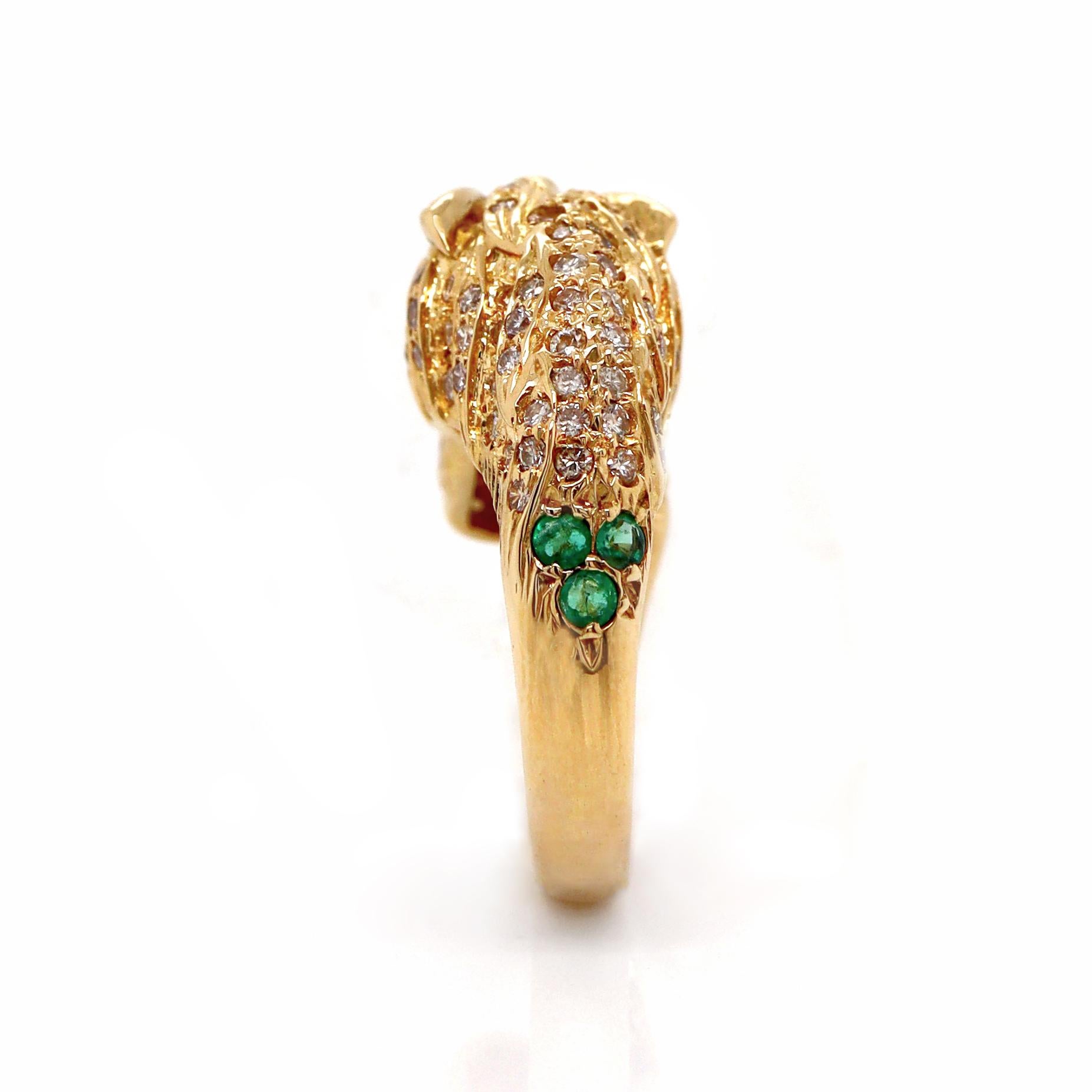 Women's or Men's 18ct Yellow Gold Diamond Ruby Emerald Horse Ring For Sale