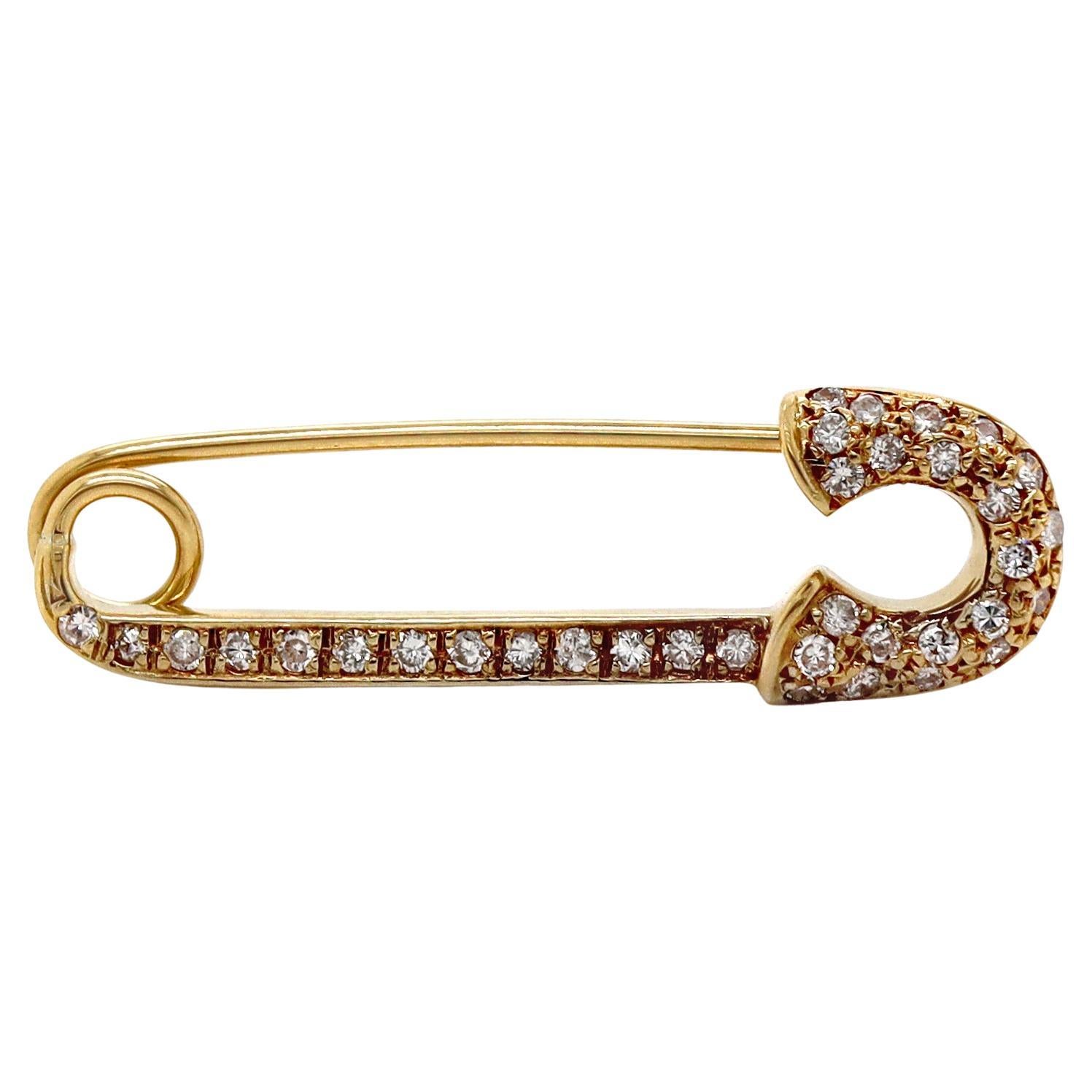 18ct Gelbgold Diamant Sicherheitsnadel Brosche