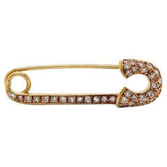 Broche à épingle de sûreté en or jaune 18ct et diamants