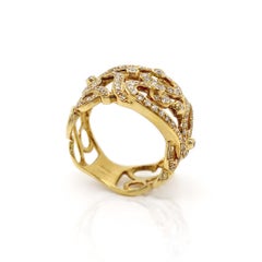 18ct Yellow Gold Diamond Scroll  Ring