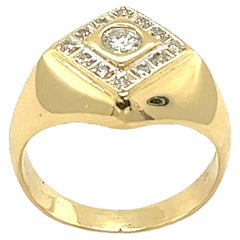 18 Karat Gelbgold Diamant Siegel-Kleid-Ring mit 0,30 Karat Diamanten