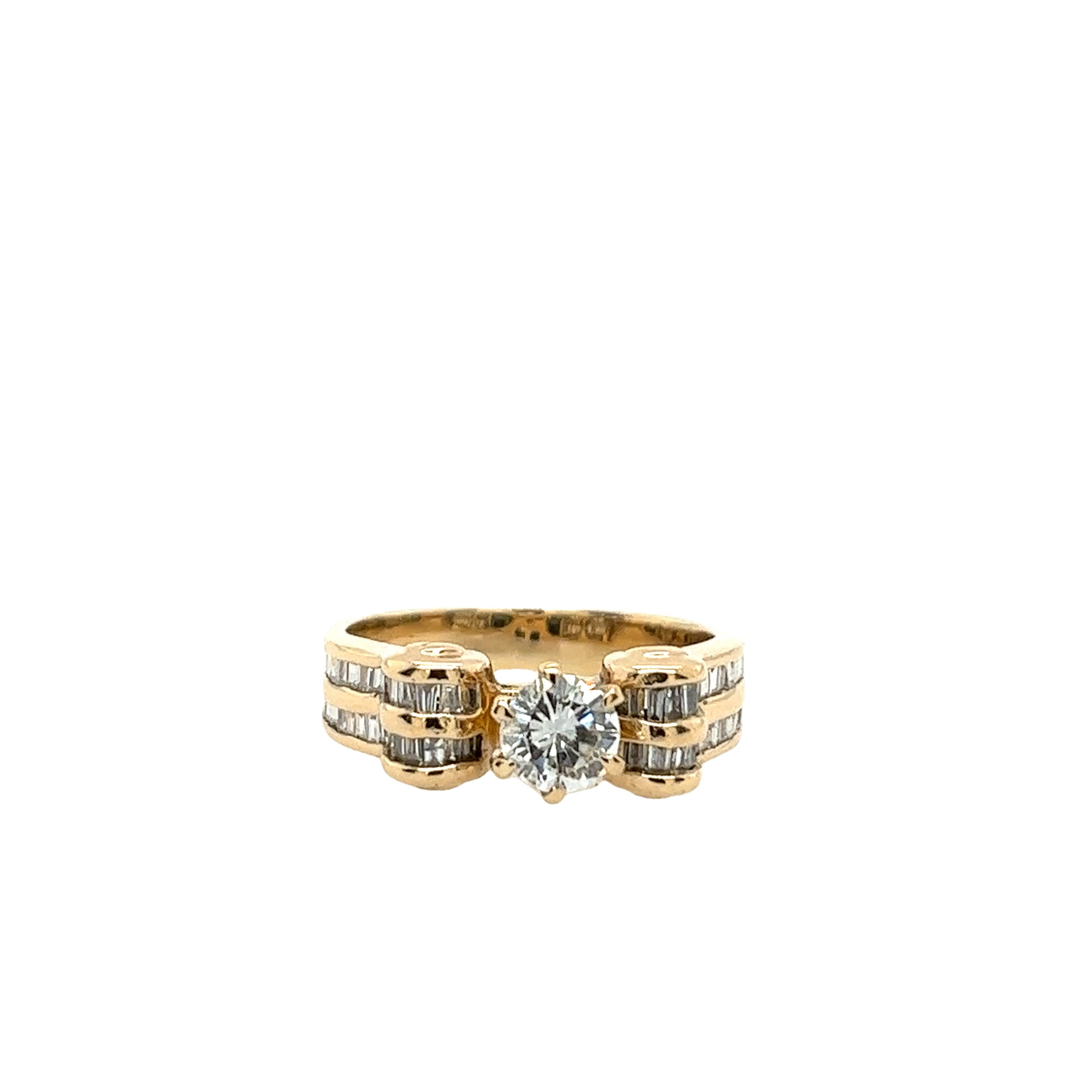 18ct Yellow Gold Diamond Solitaire Ring Set With 0.58ct Round Diamond & 0.43ct For Sale 4