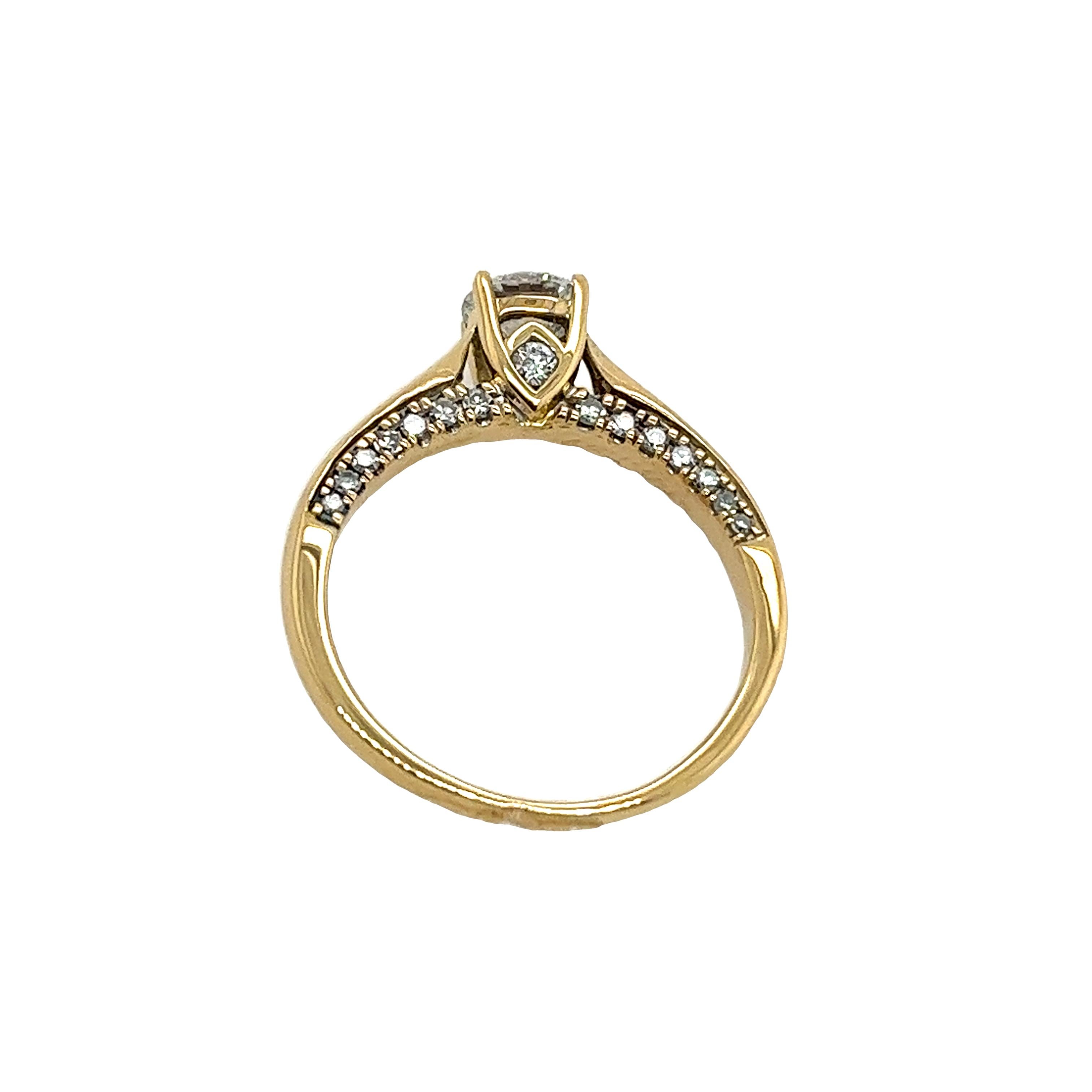 18 Karat Gelbgold Diamant Solitär-Ring mit 0,69 Karat G/I1 natürlichem Diamant im Zustand „Hervorragend“ im Angebot in London, GB