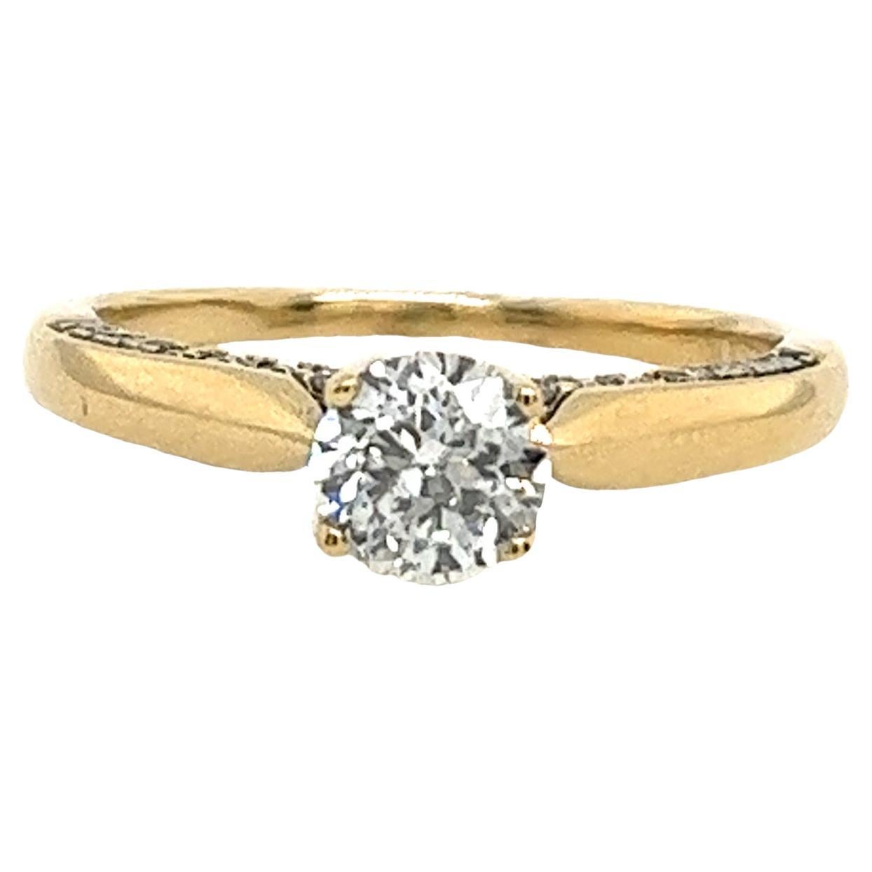 18 Karat Gelbgold Diamant Solitär-Ring mit 0,69 Karat G/I1 natürlichem Diamant im Angebot