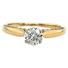 18 Karat Gelbgold Diamant Solitär-Ring mit 0,69 Karat G/I1 natürlichem Diamant