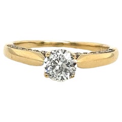 Bague solitaire en or jaune 18 carats sertie d'un diamant naturel de 0,69 carat G/I1