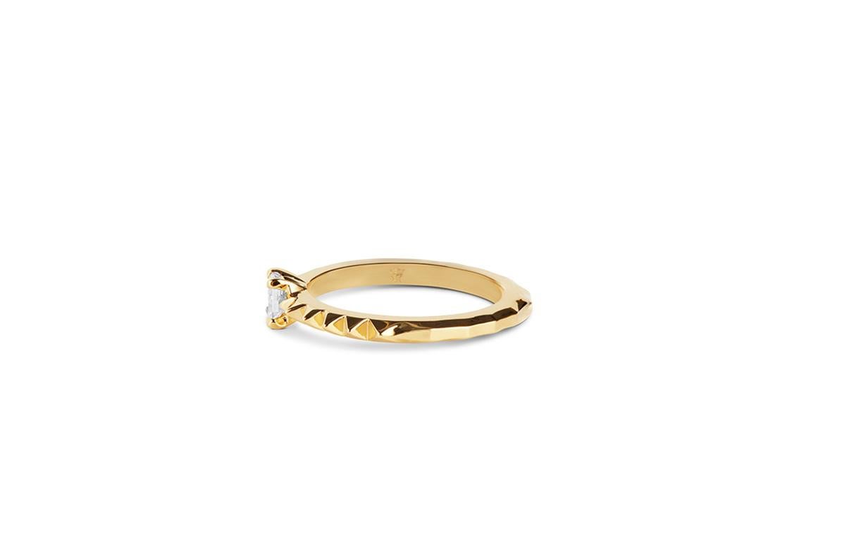 Contemporary 18ct Yellow Gold & Diamond Spike Ring For Sale