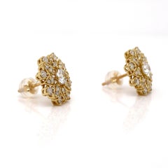 18ct Yellow Gold Diamond Starburst Earrings