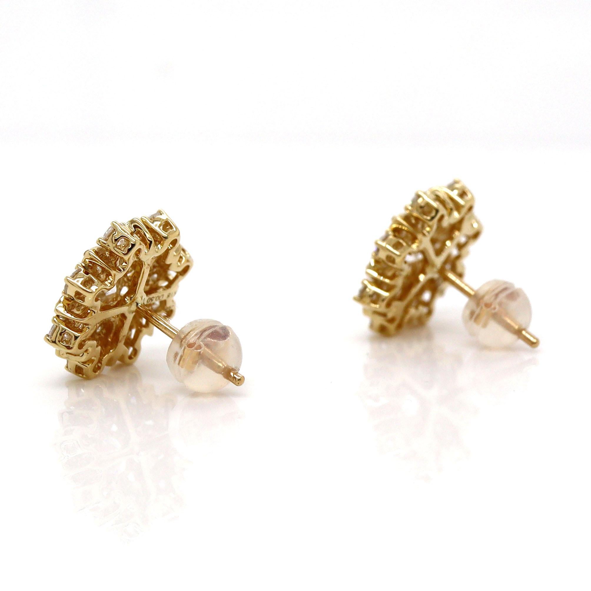 Contemporary 18ct Yellow Gold Diamond Starburst Earrings For Sale
