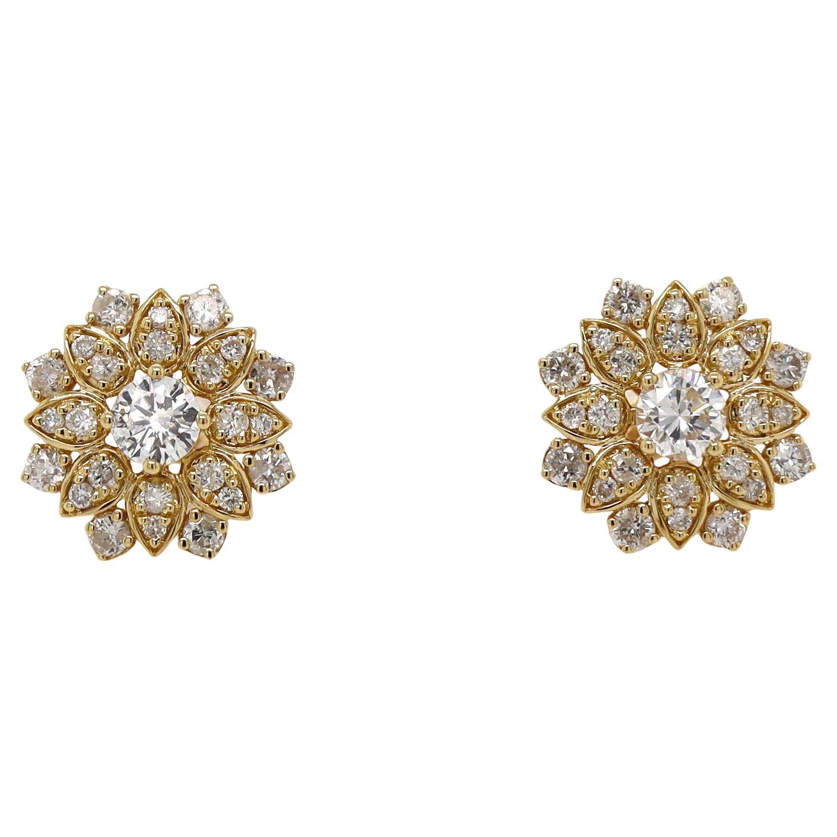 18ct Yellow Gold Diamond Starburst Earrings