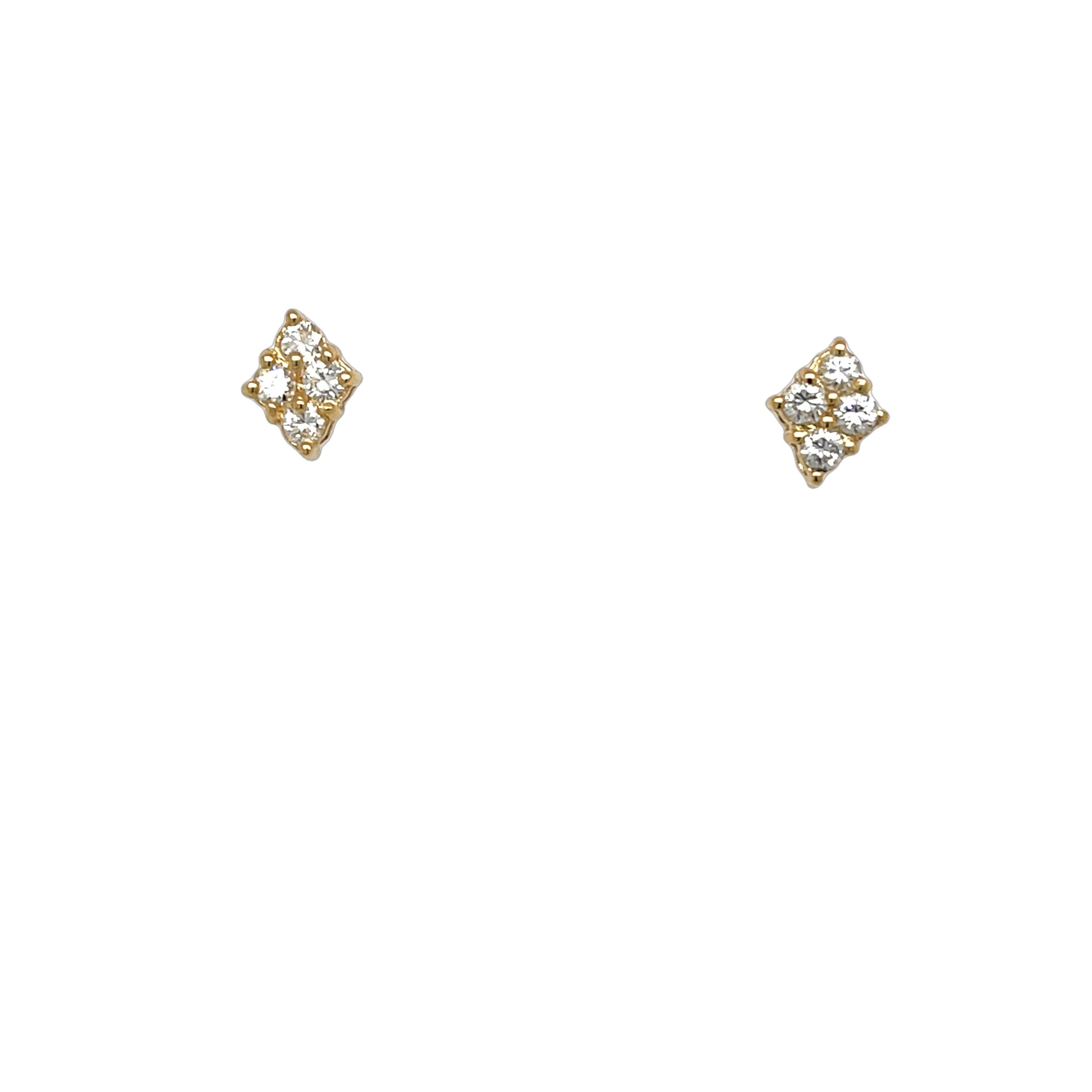 Taille ronde Clous d'oreilles en or jaune 18 carats avec diamants de 0,20 carat en vente