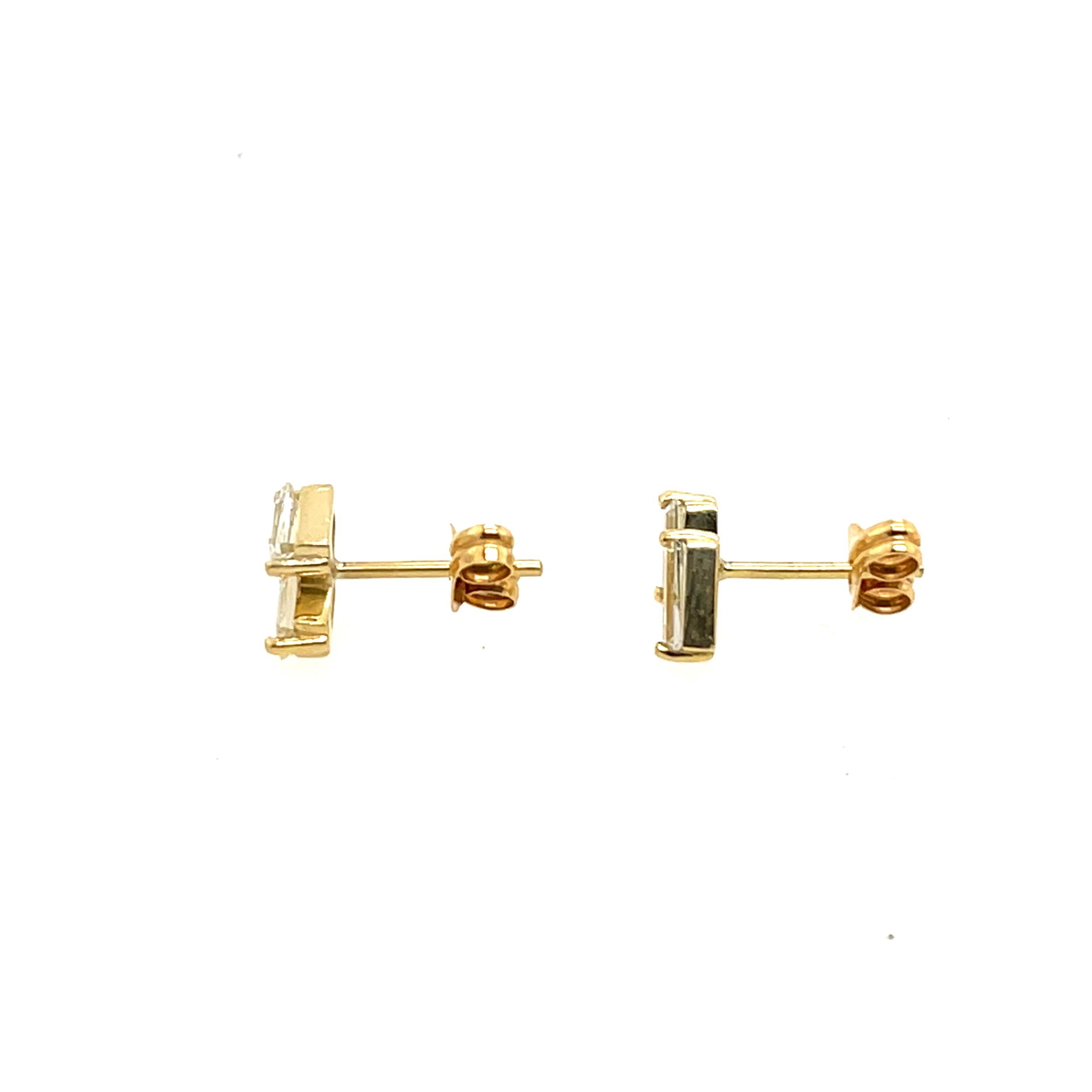 Clous d'oreilles en or jaune 18 carats sertis de diamants baguettes de 0,60 carat Neuf - En vente à London, GB