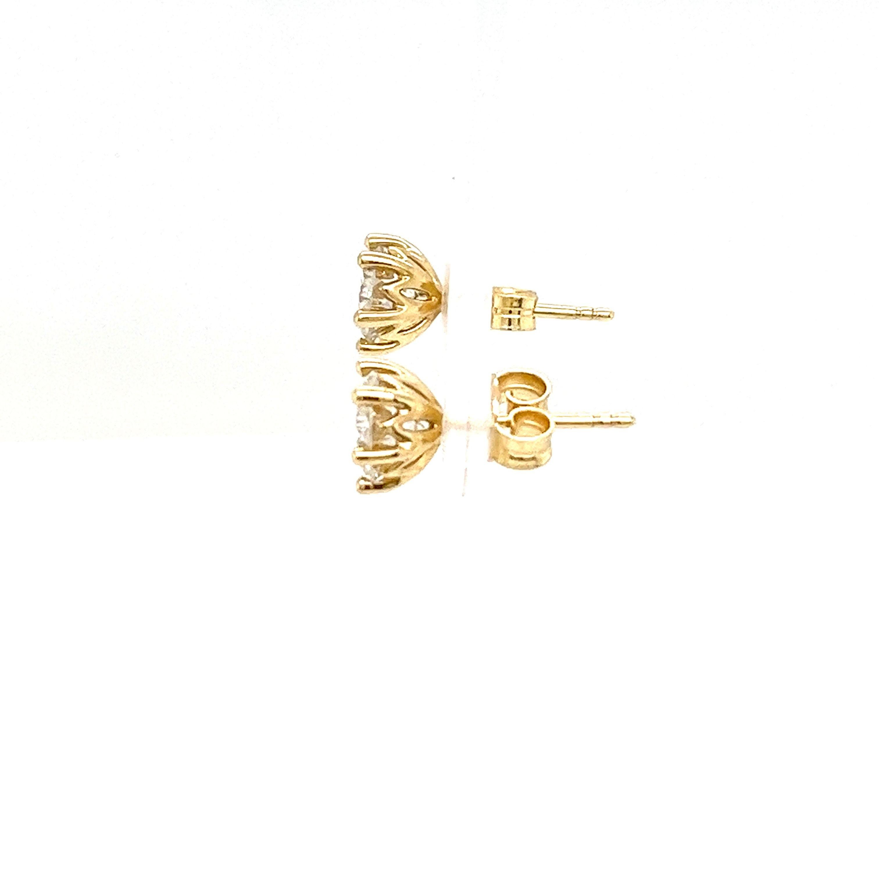 Clous d'oreilles en or jaune 18 carats sertis de 1,76 carat de diamants naturels Neuf - En vente à London, GB