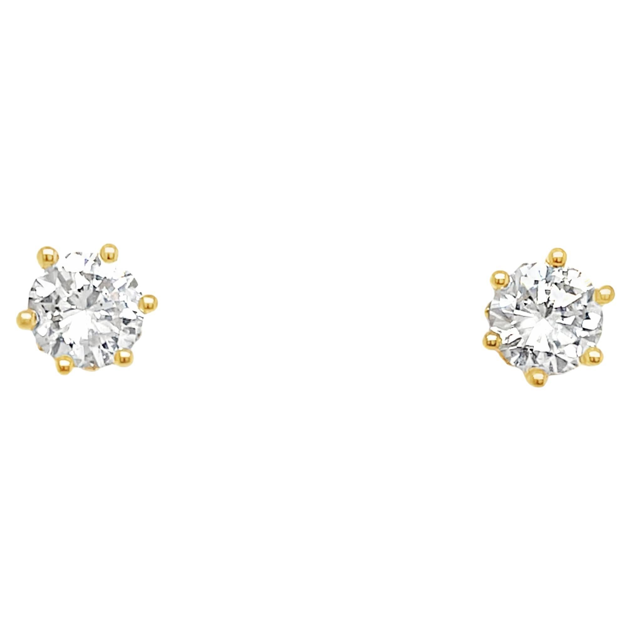 18ct Yellow Gold Diamond Stud Earrings Set With 1.76ct Natural Diamonds