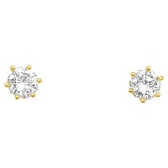 18ct Yellow Gold Diamond Stud Earrings Set With 1.76ct Natural Diamonds