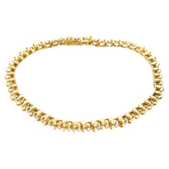 18ct Yellow Gold Diamond Tennis Bracelet Set With 1.50ct Natural Diamonds