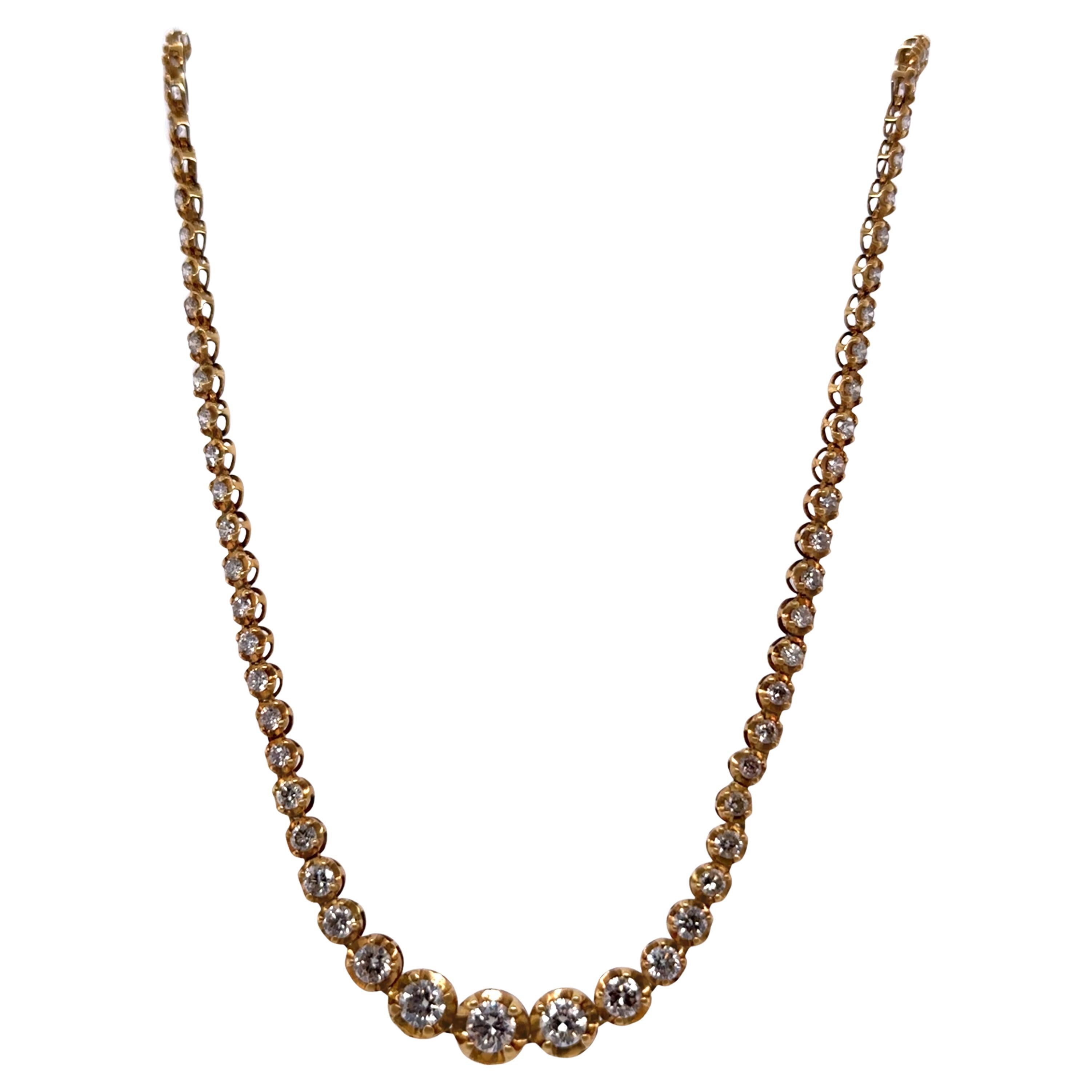 Collana Tennis con diamanti in oro giallo 18ct 3.00ct 8.3g in vendita