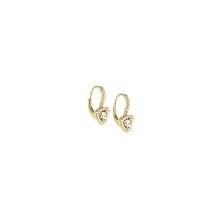 Modern 18ct Yellow Gold & Diamond Trillion Contemporary Earrings For Sale