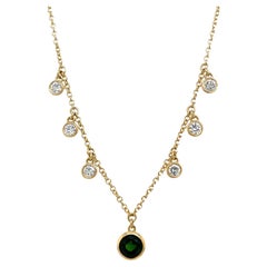 18ct Yellow Gold Diamond & Tsavorite Necklace Set With 0.85ct of G/VS Diamonds