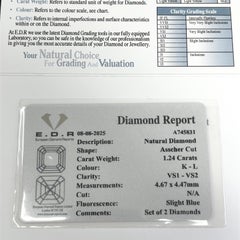 18ct Yellow Gold Earrings Set With 2 Asscher Cut, 1.24ct Total