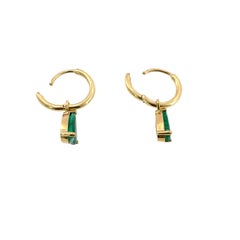 18ct Yellow Gold Earrings Set With 2 Pear Shape Natural Emeralds