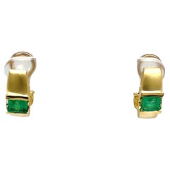 Orecchini in oro giallo 18 ct con 2 smeraldi quadrati Nature