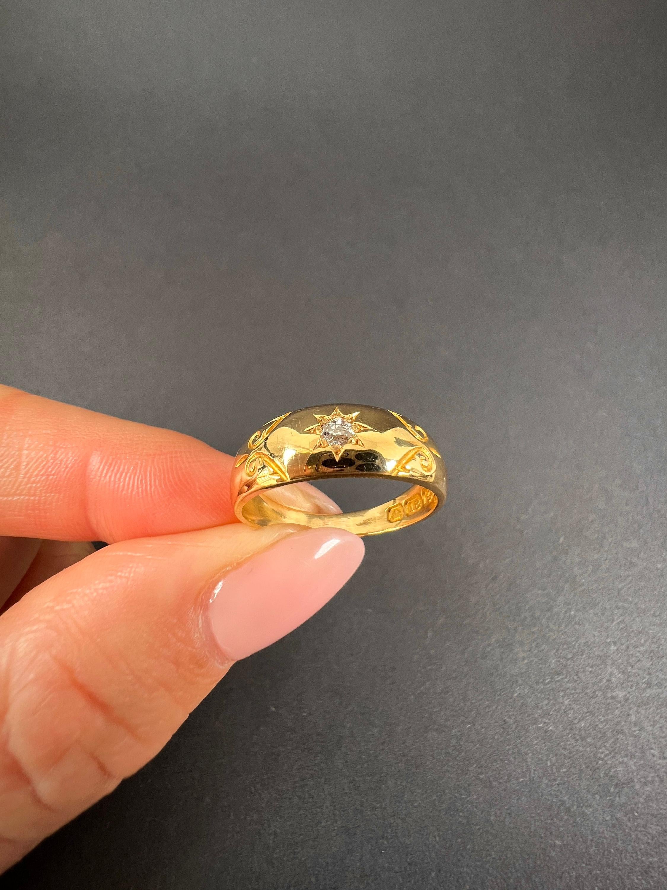 18ct Yellow Gold Edwardian Star Set Diamond Band Ring Hallmarked Birmingham 1902 For Sale 2