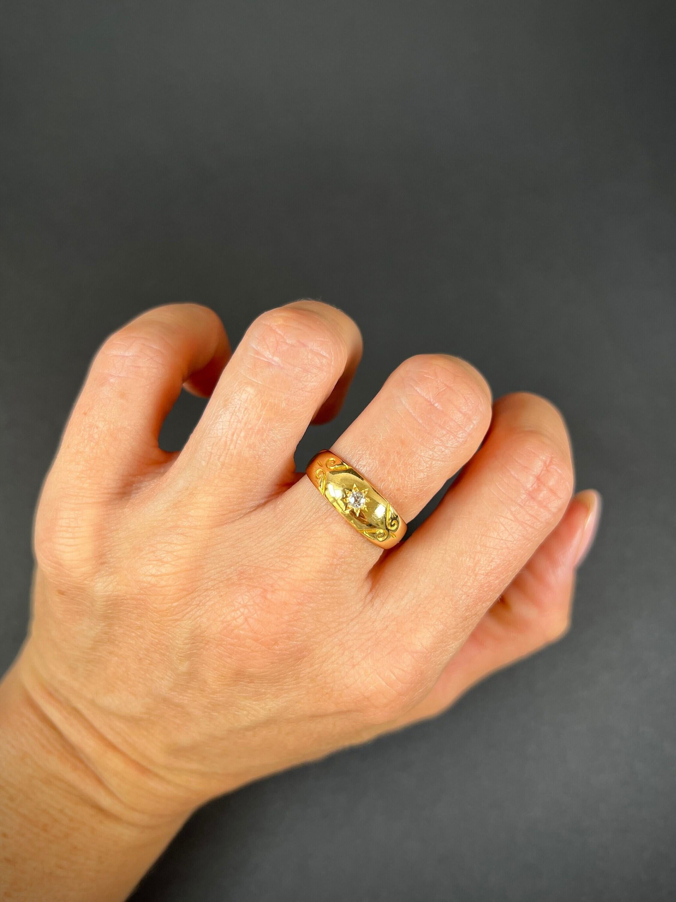 18ct Yellow Gold Edwardian Star Set Diamond Band Ring Hallmarked Birmingham 1902 For Sale 3