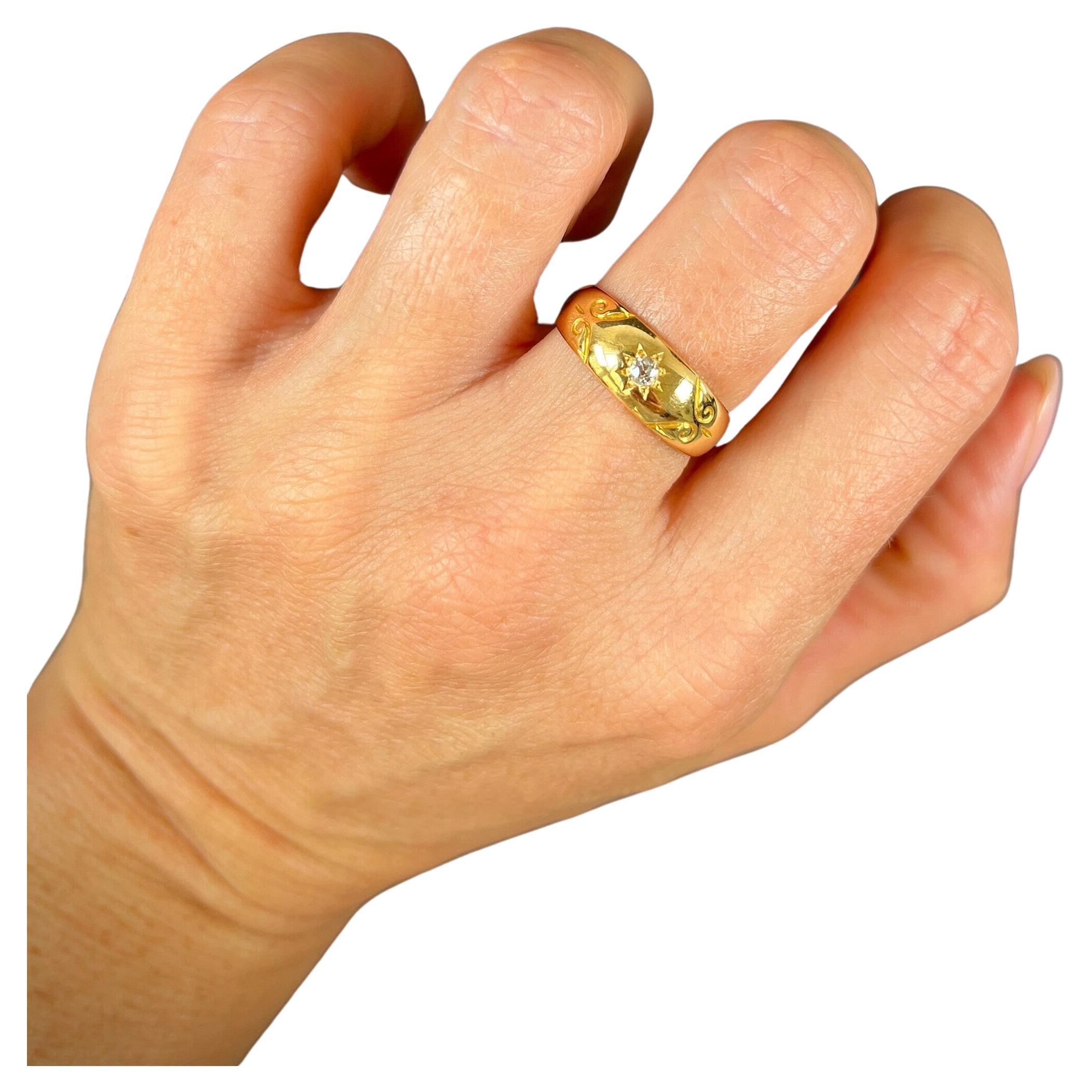 Anillo eduardiano de oro amarillo de 18 ct con diamantes engastados en estrella Hallmarked Birmingham 1902