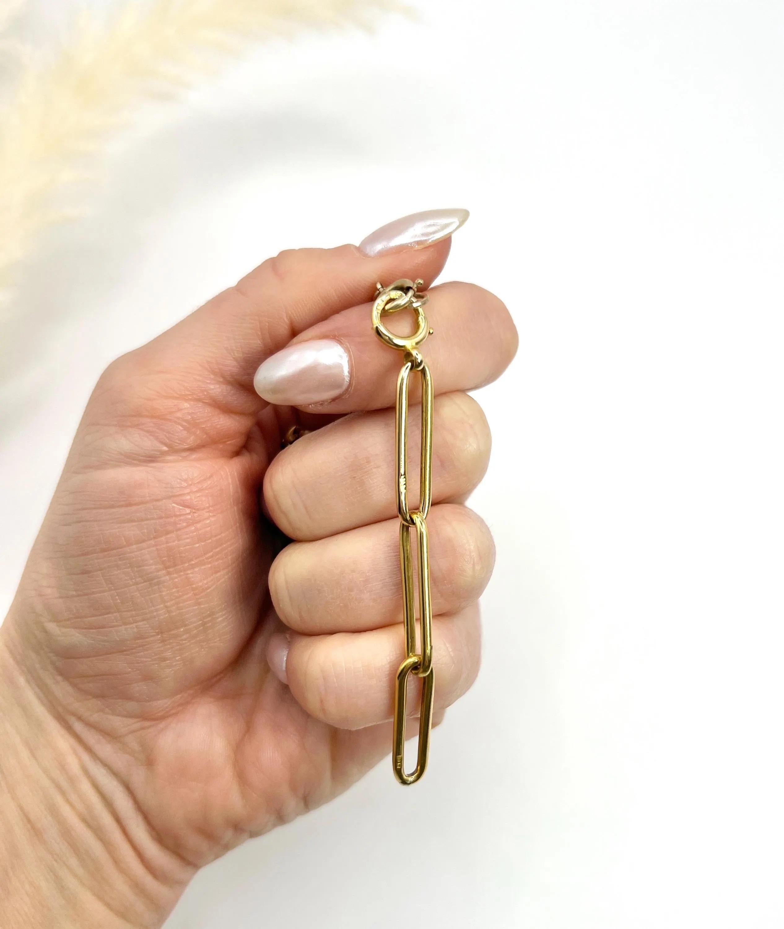 18ct Yellow Gold, Edwardian Trombone Link Chain Extender Pendant with Bolt Ring 6