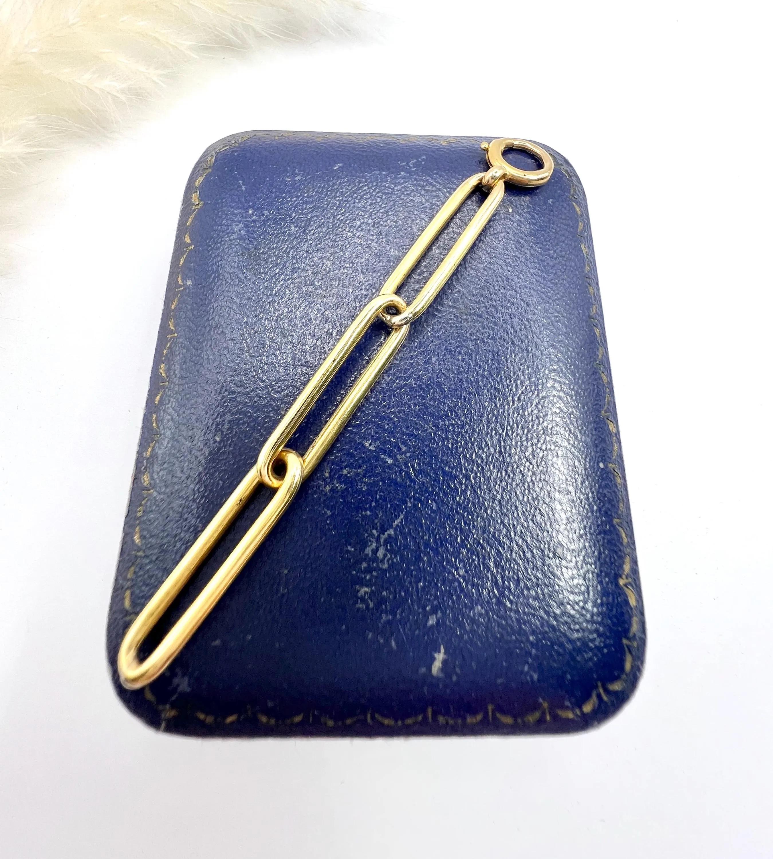 Women's or Men's 18ct Yellow Gold, Edwardian Trombone Link Chain Extender Pendant with Bolt Ring