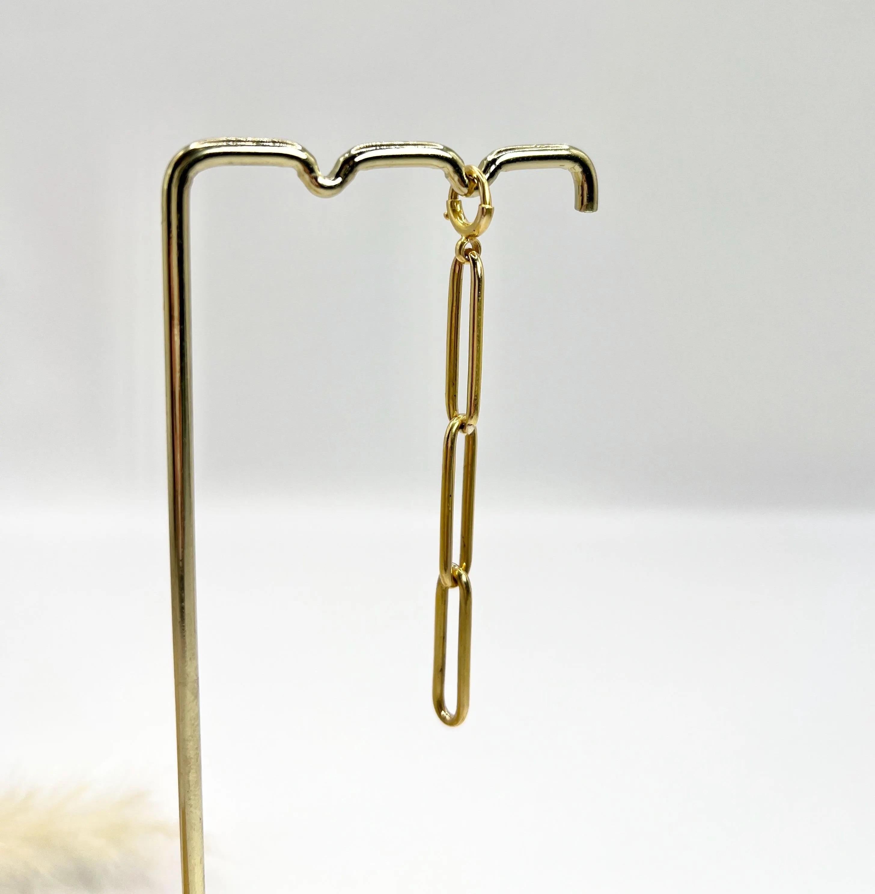 18ct Yellow Gold, Edwardian Trombone Link Chain Extender Pendant with Bolt Ring 1