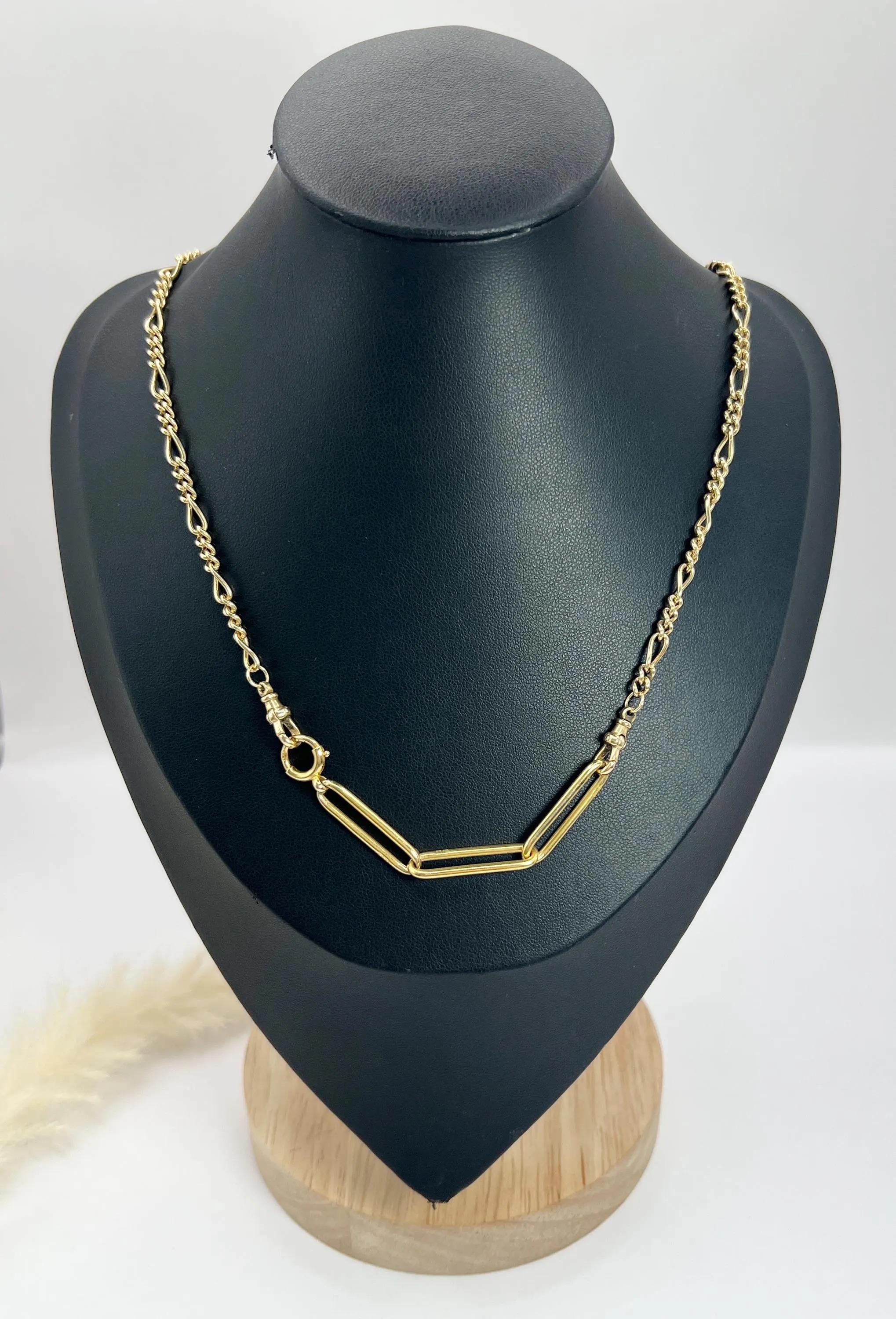 18ct Yellow Gold, Edwardian Trombone Link Chain Extender Pendant with Bolt Ring 3