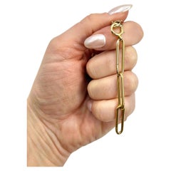 18ct Yellow Gold, Edwardian Trombone Link Chain Extender Pendant with Bolt Ring