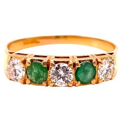 18ct Yellow Gold Emerald and Diamond Ring 0.66ct