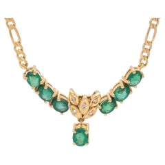 Collar con colgante de oro amarillo de 18 quilates con esmeraldas y diamantes, 1,40 quilates, 7,4 g