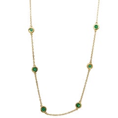18ct Yellow Gold Emerald Necklace Set With 10 Round Emeralds