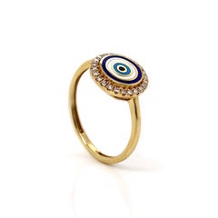 18ct Yellow Gold Evil Eye Diamond Ring
