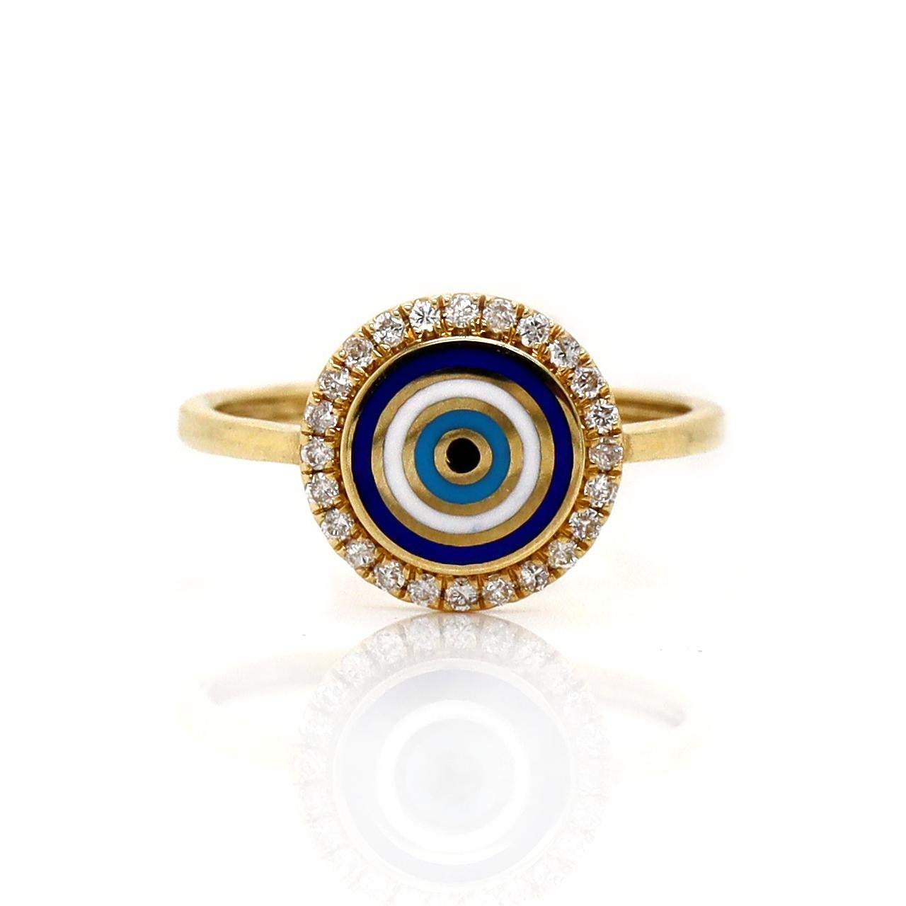 18ct Yellow Gold Evil Eye Diamond Ring For Sale 1