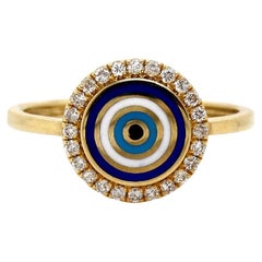 Anello con diamante Malocchio in oro giallo 18 ct