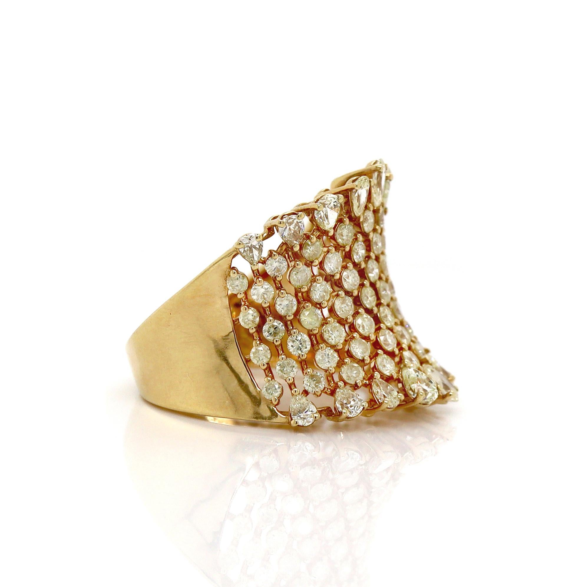 18CT Yellow Gold Fancy Yellow Diamond Ring For Sale 2